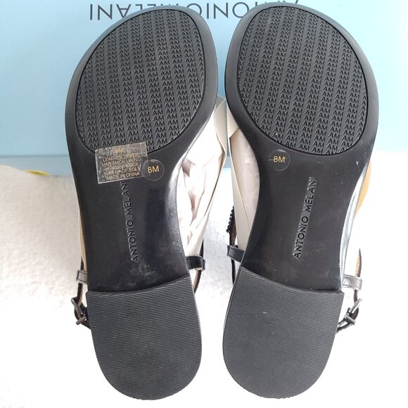 New ANTONIO MELANI black leather sandals with ornate black chain detailing - Picture 10 of 11